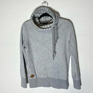 Ragwear Light Grey Viola Cowl Neck Vegan Streetwear Pullover Sweatshirt S